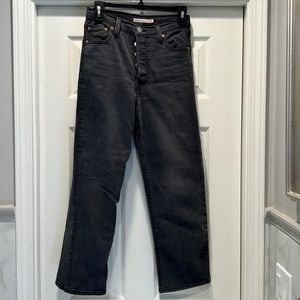 Levi’s Ribcage Straight Ankle Jean.  Faded Black